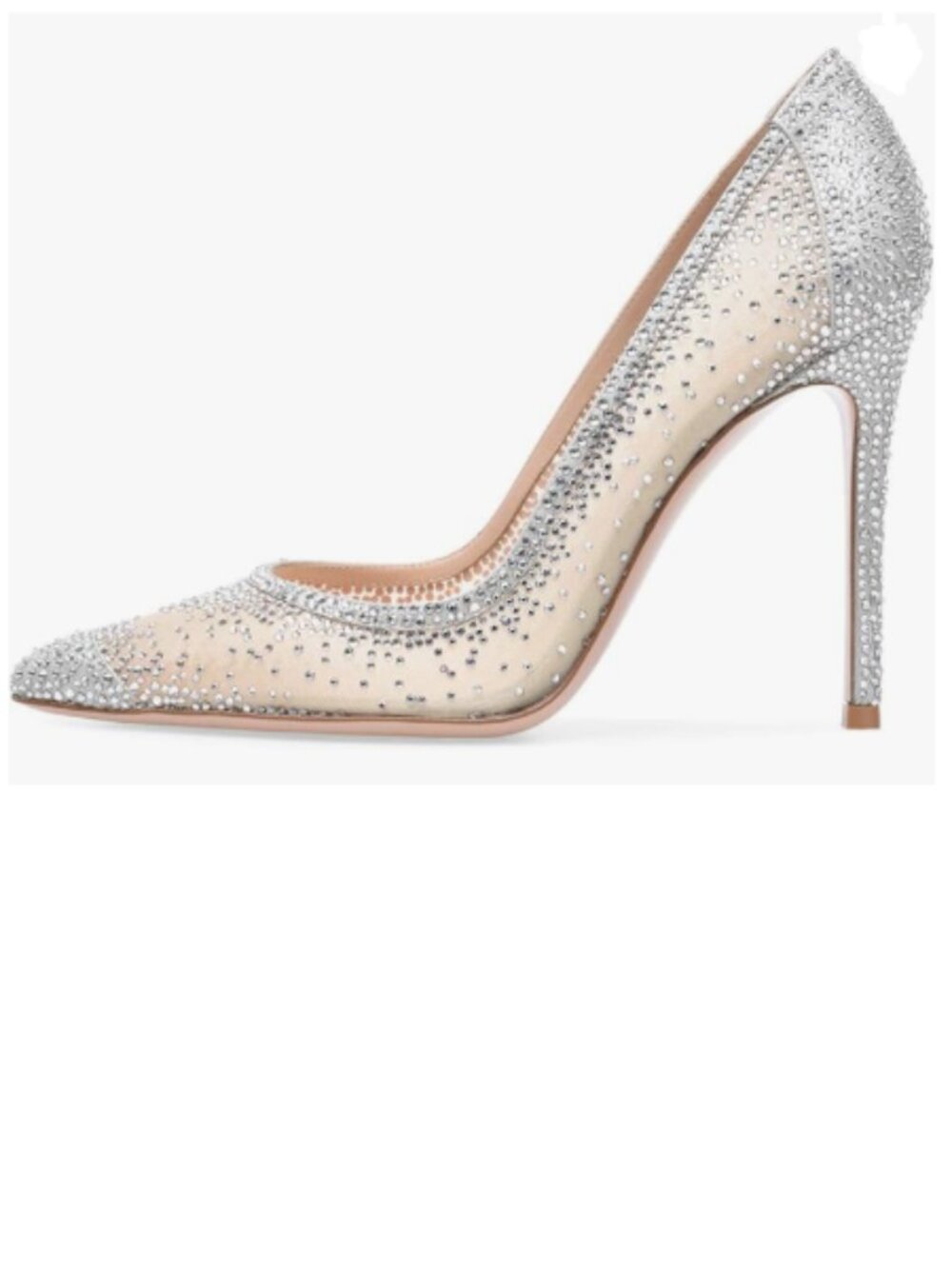 XYD Silver Rhinestones Studded Stiletto High Heels Mesh Pump Slip On Dress Shoes